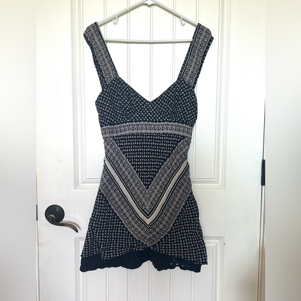 Navy and White Handkerchief Americana Patterned Free people Tunic/Mini Dress
